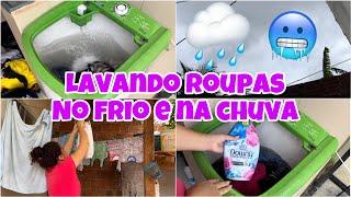 LAVANDO ROUPAS EM UM DIA FRIO E COM CHUVA LAVEI NO TANQUINHO E CENTRIFUGUEI NA MÁQUINA