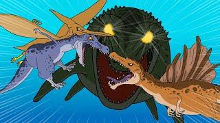 Dinosaurs Battle Dinosaurs Fighting 공룡배틀 티라노사우루스vs 스피노 사우루스 모사사우루스 #animation #공룡 #게임 #퍼니메이션