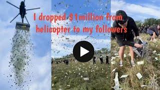 Watch Czech influencer dropped $1 million cash from a helicopter to his fans as gift VIDEO.