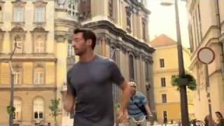 Hugh Jackman in Budapest Hungary - Lipton Ice Tea commercial