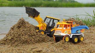 JCB 3DX Backhoe Loader Loading Mud Work By Lorry  Tractor cartoon  Bommu Kutty 