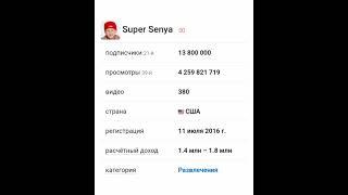 Сколько зарабатывает Super Senya на Youtube