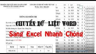 Hướng dẫn chuyển dữ liệu dạng word sang dạng bảng trên excel