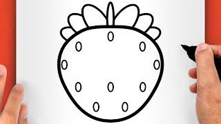 HOW TO DRAW A STRAWBERRY EASY - Cute Strawberry Drawing EASY