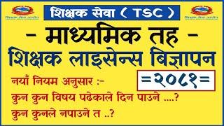 Teacher License Vacancy -2081  शिक्षक लाइसेन्स बिज्ञापन २०८१  Secondary Level