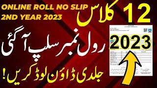 Online Roll Number Slips for 12 class 2023  roll no slips 2023 2nd year online  12 roll no 2023