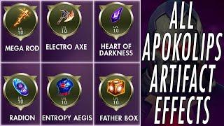 ALL NEW APOKOLIPS ARTIFACT EFFECTS EXPLAINED UPDATE 4.0 SOLO RAIDS GUIDE INJUSTICE 2 MOBILE FATHER