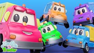 Five Little Garbage Trucks Song  + More Vehicle Cartoon Rhymes for Kids