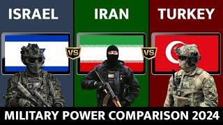 Israel vs Iran vs Turkey - Military Power Comparison 2024  Turkey vs Israel Military Power 2024