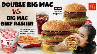 REVIEW DOUBLE BIG MAC MCFLURRY ES CAMPUR MERAH DELIMA BIG MAC BEEF RASHER CHEESE BURGER FRIES MCD