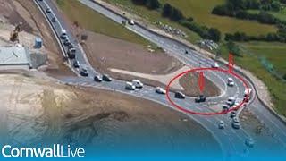 A30 Chiverton drone video shows cars going the wrong way