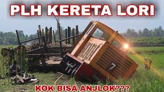 Kereta Lori D7 Anjlok dan Terperosok ke Sawah