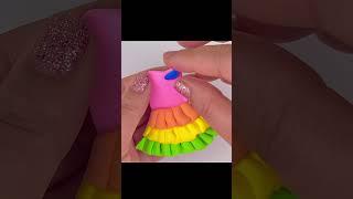 DIY How to Make Polymer Clay Miniature Rainbow Doll Dress  DIY Easy Polymer Clay Tutorial  ASMR