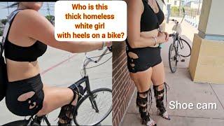 Wearing Boot..tie shorts and heels on a bike I ran into the female rockstar Peewee Herman