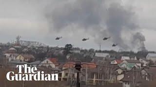Footage shows Russian helicopters engaging with forces in Ukraine