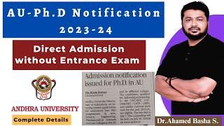 Ph.D Admission Notification 2023 - Andhra University #rcet #rcet2023 #aprcet
