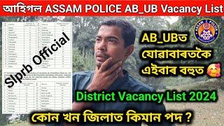 আহিগল ASSAM POLICE AB_UB District Vacancy List Out Slprb OfficiallAssam Police District Vacancy