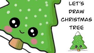 Christmas Drawings - Tree Drawings - How to Draw Christmas Tree Step by Step - Digital Art for kids