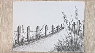 Landscape Drawing  Easy scenery Drawing Tutorial