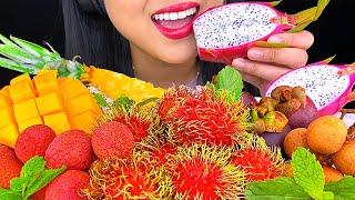 *ASMR EATING* COLORFUL FRUIT PLATTER TROPICAL EXOTIC FRUITS 먹방 Eating Sounds MUKBANG NO TALKING