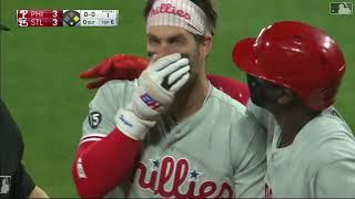 Bryce Harper hit in face by pitch Gregorius hit in the back 4282021