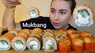 СУШИ РОЛЛЫ МУКБАНГ ЗАПЕЧЕННЫЕ угорь КРЕВЕТКА лосось АСМР  SUSHI ROLLS MUKBANG ASMR 먹방 eatingshow