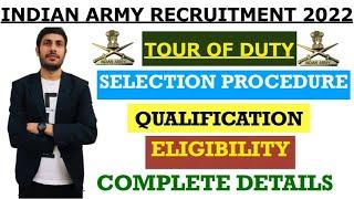 INDIAN ARMY RECRUITMENT 2022   TOUR OF DUTY  Selection Procedure  Qualification  #army_vacancy