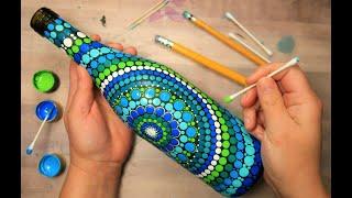 EASY Dot Mandala Bottle Painting Using ONLY Qtip Toothpick Pencil  How To Lydia May