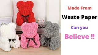 Waste Paper Flower Teddy Bear  DIY Paper Teddy For Home Decor By Aloha Crafts