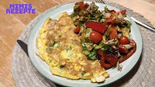 Omelette Feta Rezept mit Salat  Vegetarisch  einfach & lecker @MimisRezepte