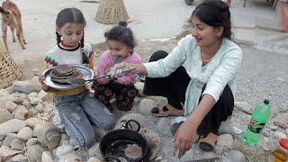 village girl making buckwheat cake with her sisters eating vlog फापर को रोटि