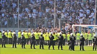 PLATZSTURM Polizeieinsatz TRÄNENGAS  PFEFFERSPRAY nachdem MSV Duisburg Ultras den Platz stürmen