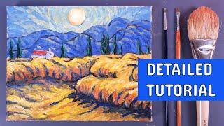 Art Therapy at Home How to Paint Like Van Gogh - Sunrise Oil Painting Tutorial with ASMR Voice