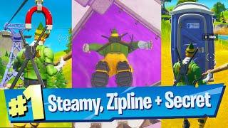 Ride the Steamy Stacks a Zipline and use a Secret Passage in a single match Location - Fortnite