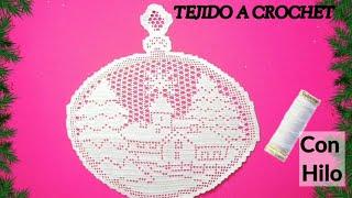 ADORNO NAVIDEÑO TEJIDO A CROCHET Con Hilo de coser TÉCNICA FILET 