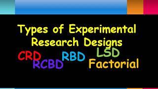 Types of Experimental Research Designs - CRD RBD RCBD LSD FD - Research Methods - Practical Research