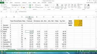 Operations Management using Excel Forecasting Video 24 Weighted Moving Averages