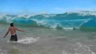 P.O.V. Massive wave at Big Beach in Maui wipes swimmers out