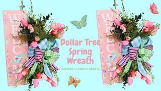 DOLLAR TREE DIYS SPRING WELCOME WREATH DOOR HANGER   DOLLAR TREE CRAFTS  BUDGET FRIENDLY HIGH END