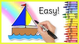 How to Draw a SAILBOAT Coloring for Kids