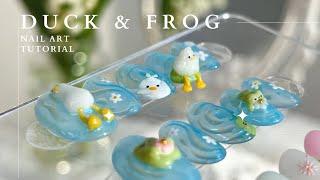 Duck & Frog Pond Nail Tutorial  3D nail art 3D Chrome Water effect nails