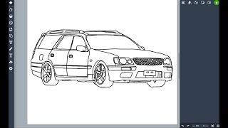 How to draw a 1997 Nissan Stagea RS Four V