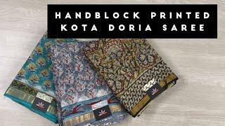 Handblock Printed Kota Doria Saree  Shop on www.fabk.in