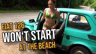 Fiat 126 Disaster  Girl can’t start car at the beach  Car Cranking TV