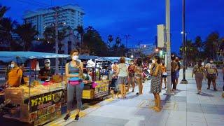 Evening Walk at Pattaya Jomtien Beach - 03 September 2021 Thailand 4K