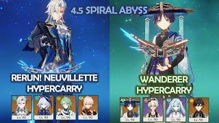 Rerun Neuvillette Furina Hypercarry & Wanderer Hypercarry - 4.5 Spiral Abyss - Genshin Impact