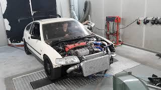 Dolf Dyno Tuned Honda CRX K20A2 GT4088 Turbo Low Boost 89 PSi Dyno Run