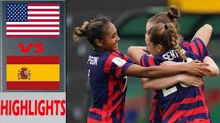 USA vs Spain Extended Highlights & All Goals  Womens Football 2024