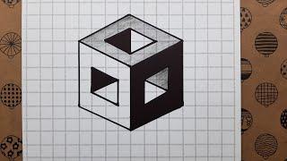 Kareli Deftere Kolay 3d Çizimler Karakalem Çizimleri 3d Resimleri - Square Notebook 3d Drawings