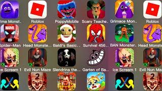 Grimace Monster Scary SurvivalPoppy Playtime Chapter 3Death Park 2Mr MeatGarten Of Banban 4Eyes